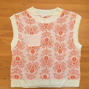 La Miel Cream and Orange Knit Sweater
